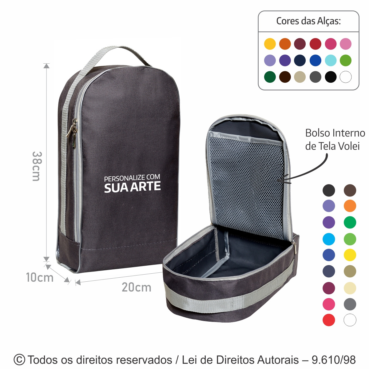 92N PORTA CALCADOS DE NYLON 600G 20X38X10CM CINZA ESCURO COM CINZA CLARO