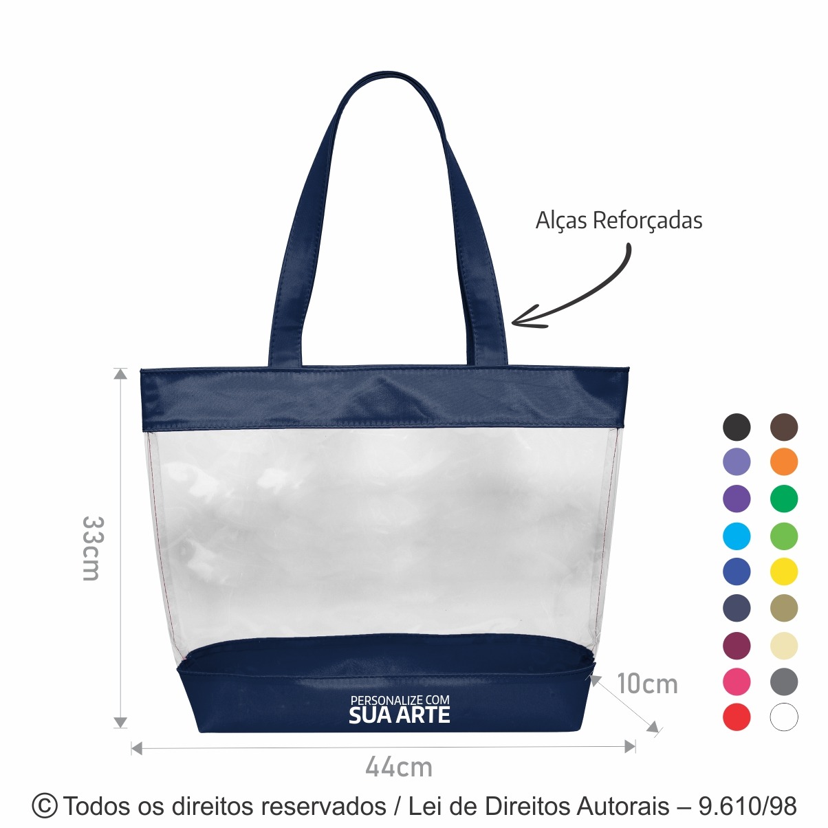181NPVC SACOLA DE PVC 44X33X10CM PVC 020 COM AZUL MARINHO