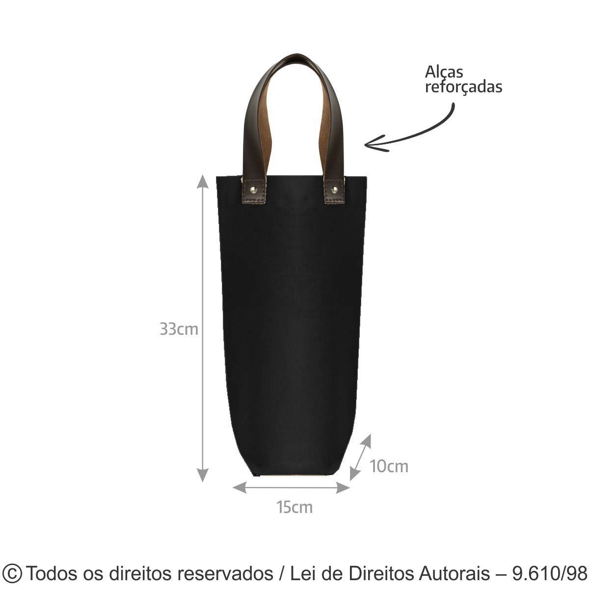 406LC PORTA GARRAFA PARA ESPUMANTE DE LONA COLORIDA 15X33X10CM PRETO