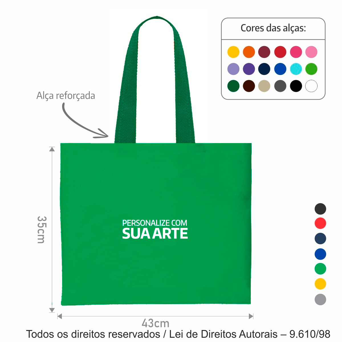 174T2 SACOLA DE TNT 60G 43X35CM VERDE BANDEIRA