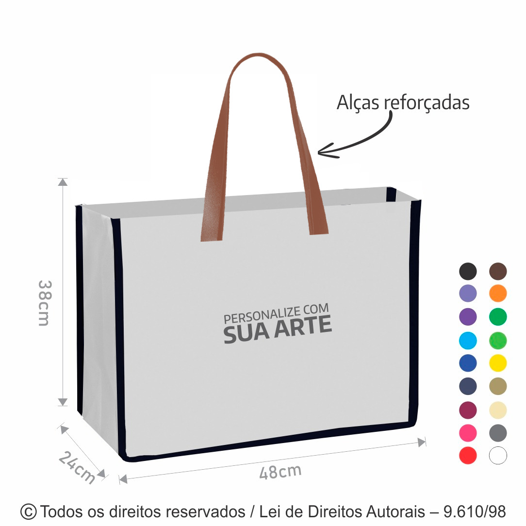 SM525 SACOLA DE NYLON 600G 48X37X14CM BRANCO COM CARAMELO
