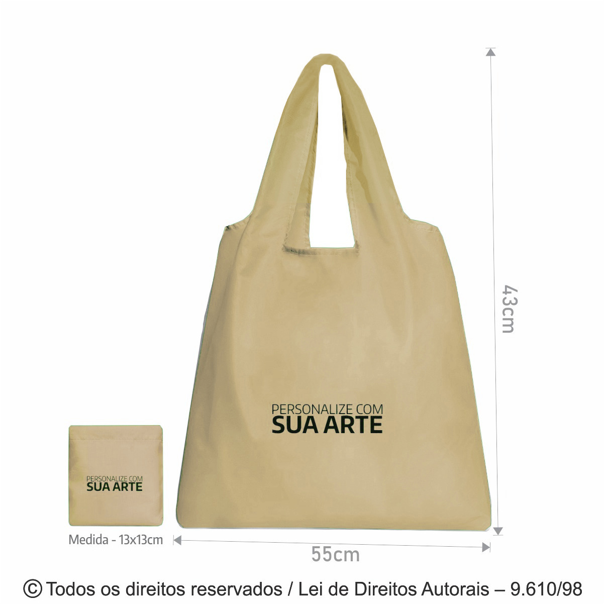 276N SACOLA DOBRAVEL NYLON 70 RESINADO 50X41CM CREME