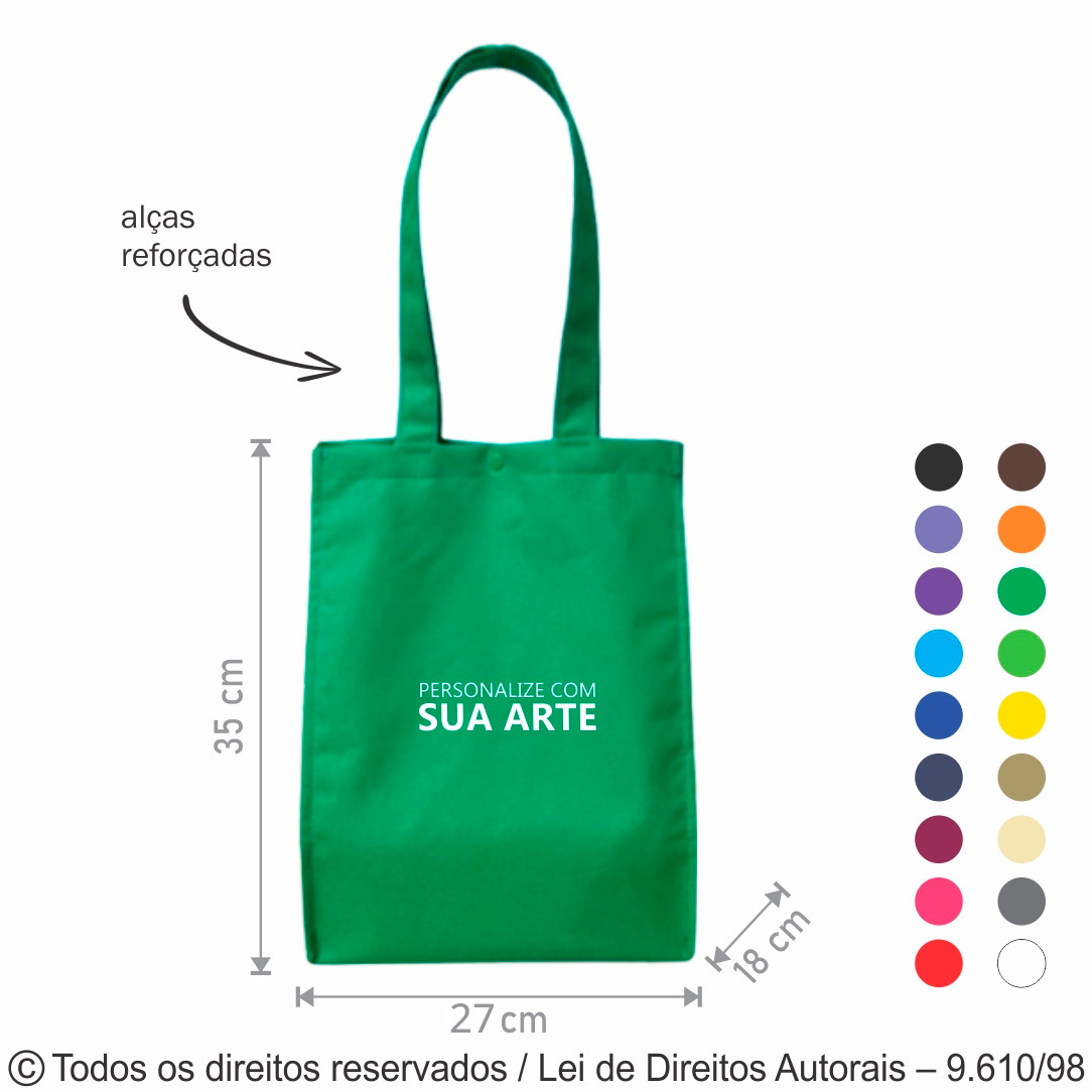 SM546 SACOLA DE TNT 80G 27X35X18CM VERDE BANDEIRA