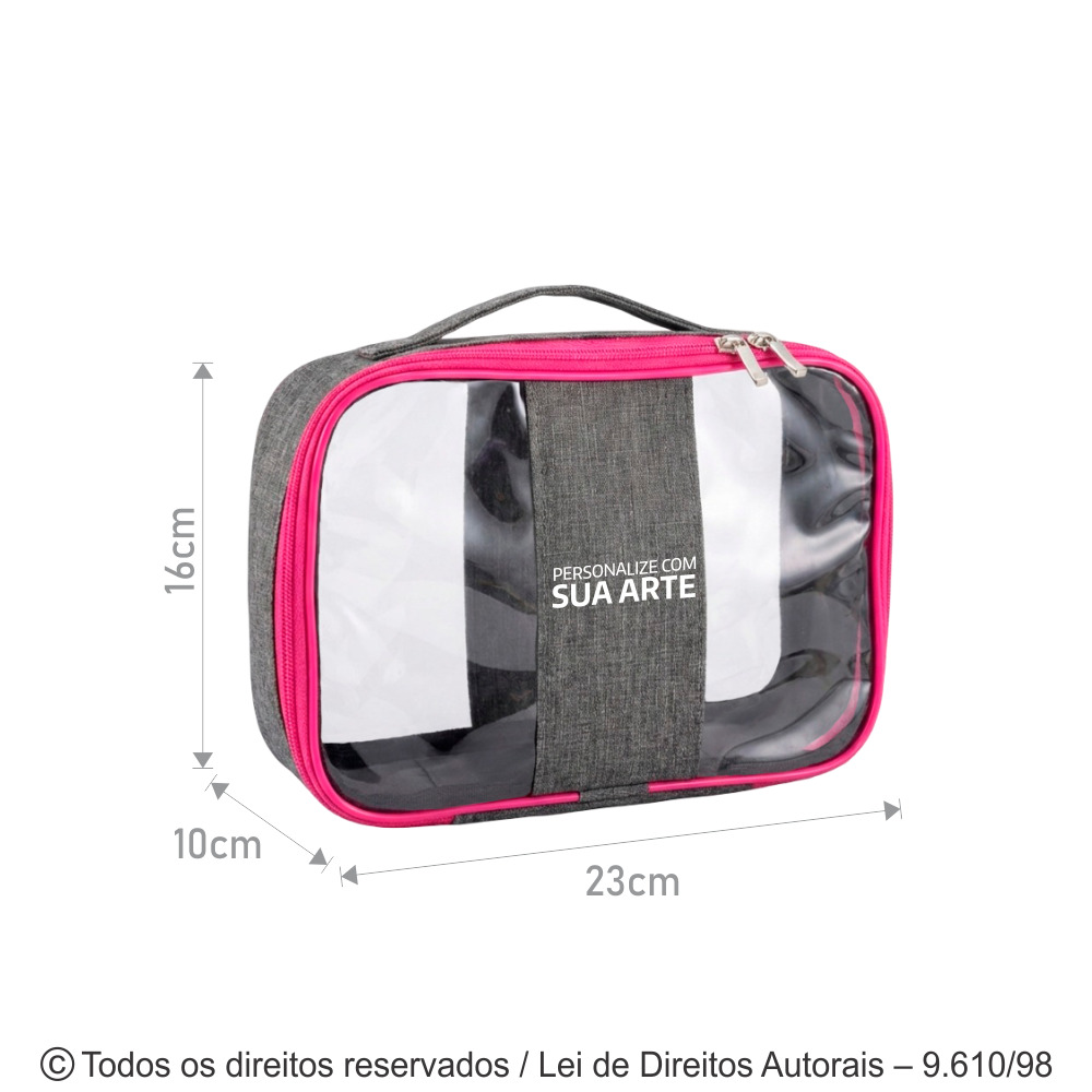 514PVCM ORGANIZADOR DE TECIDO MESCLA VISOR CRISTAL 030 23X16X10CM COM PINK