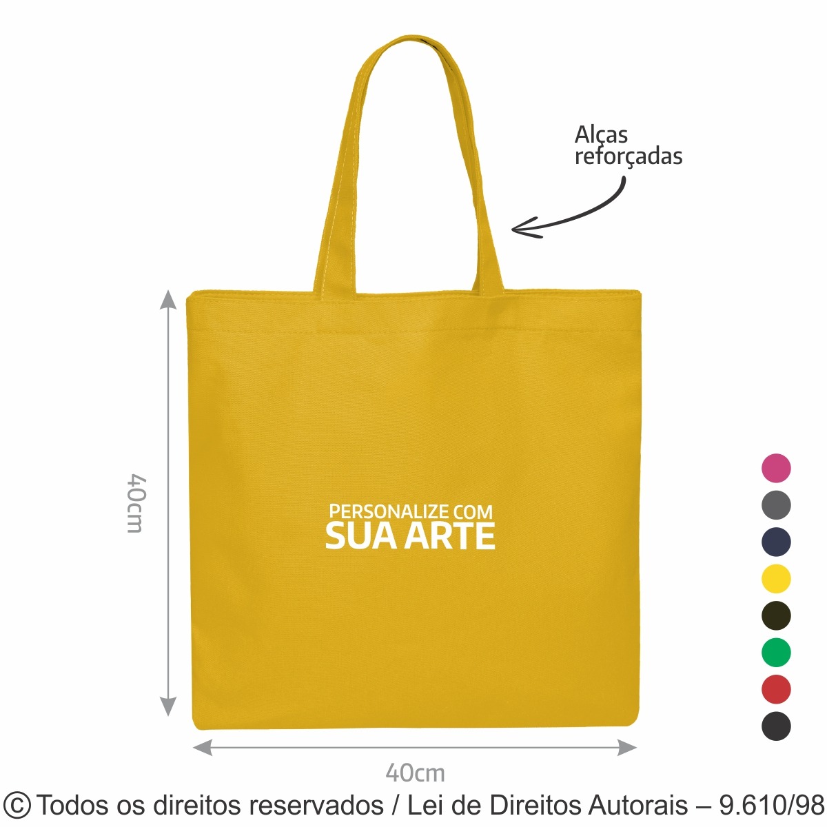 5LC SACOLA DE LONA COLORIDA 40X40CM AMARELO OURO
