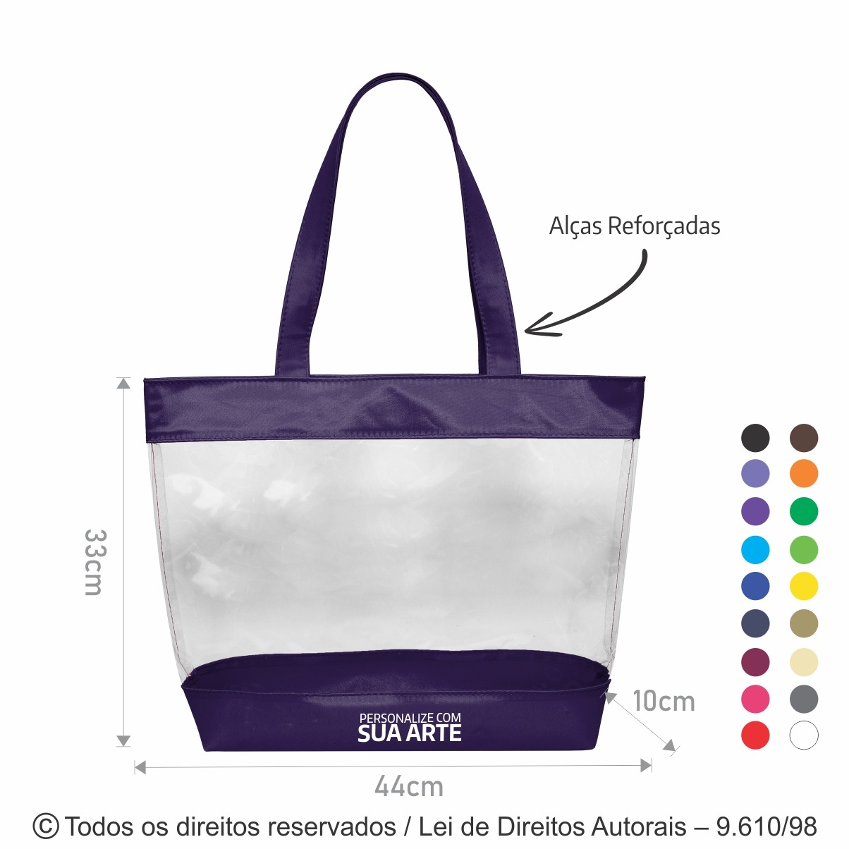 181NPVC SACOLA DE PVC 44X33X10CM PVC 020 COM ROXO