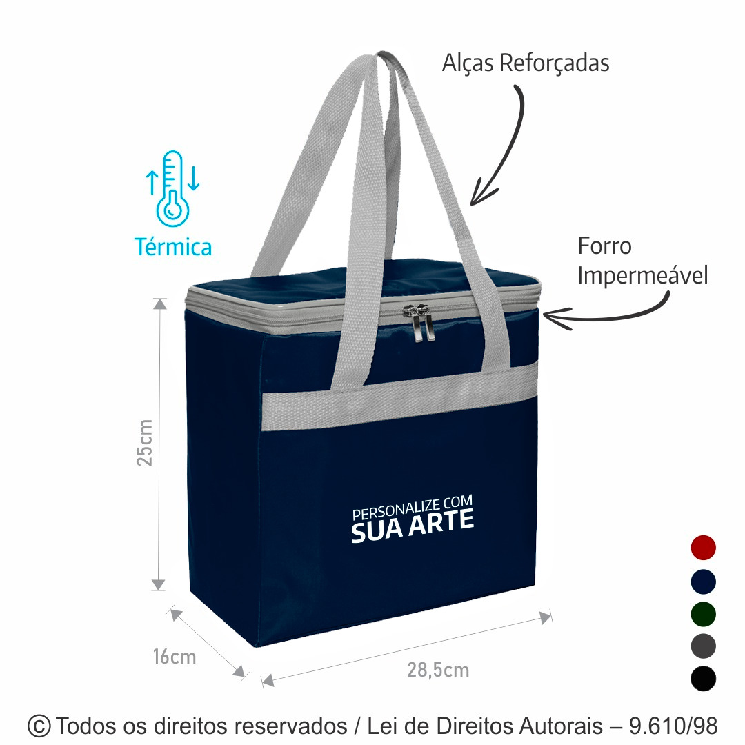 243CB BOLSA TERMICA DE CORDOBA 28,5X25X16CM AZUL MARINHO CINZA CLARO