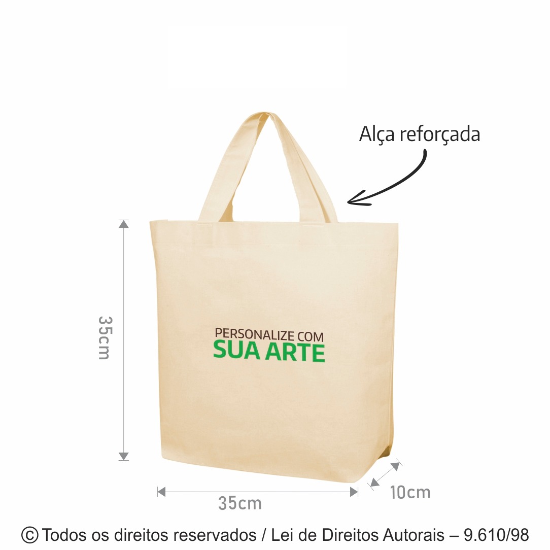 SM512 SACOLA DE ALGODAO 160G  35X35X10CM NATURAL