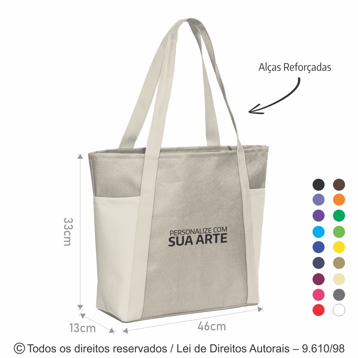 141N SACOLA DE PRAIA DE NYLON 600G 46X33X13CM CAQUI COM CREME