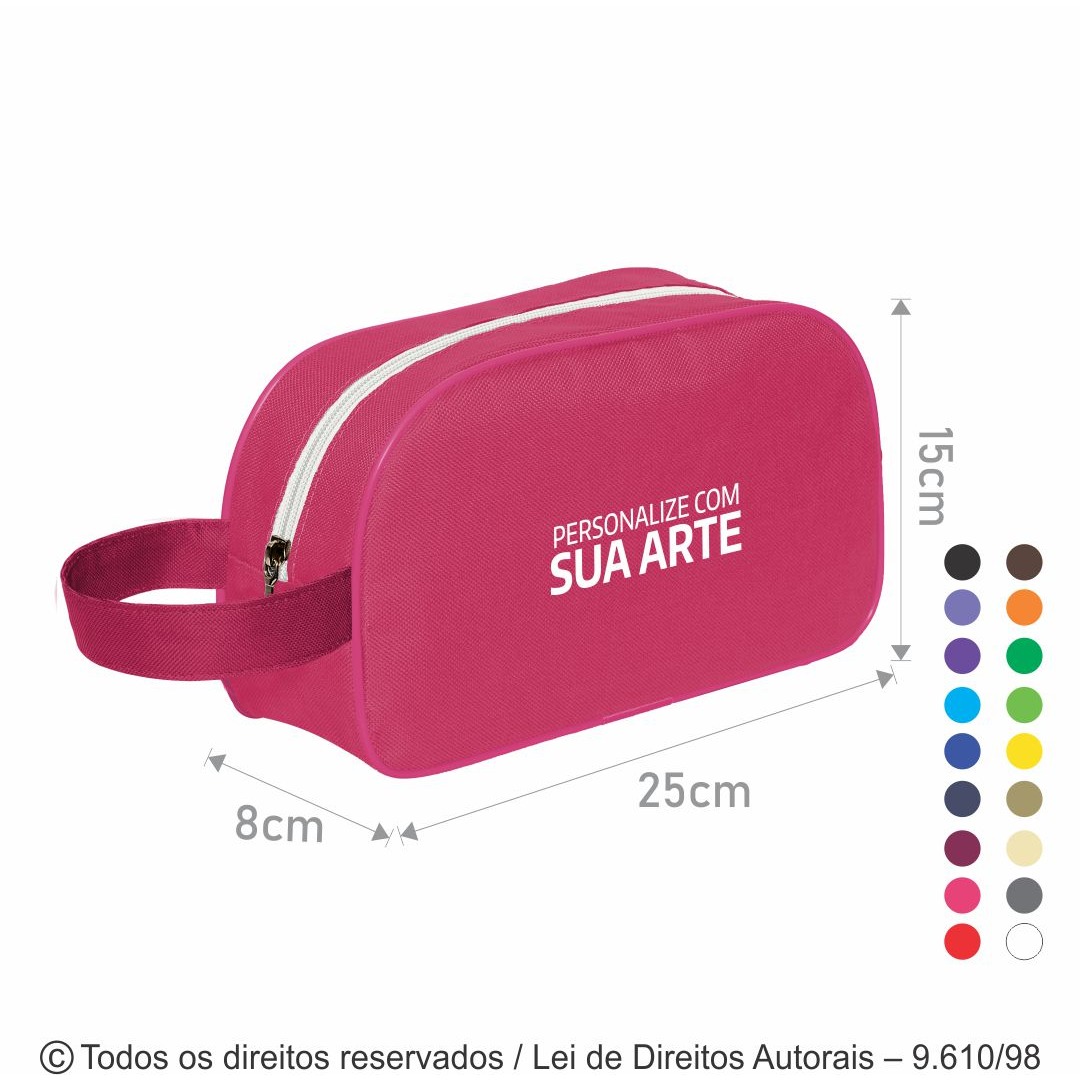 N17N NECESSAIRE DE NYLON 600G 25X15X8CM PINK COM BRANCO