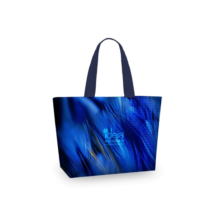 69PL SACOLA DE POLIESTER 301 43X27X12CM BRANCA COM AZUL ROYAL