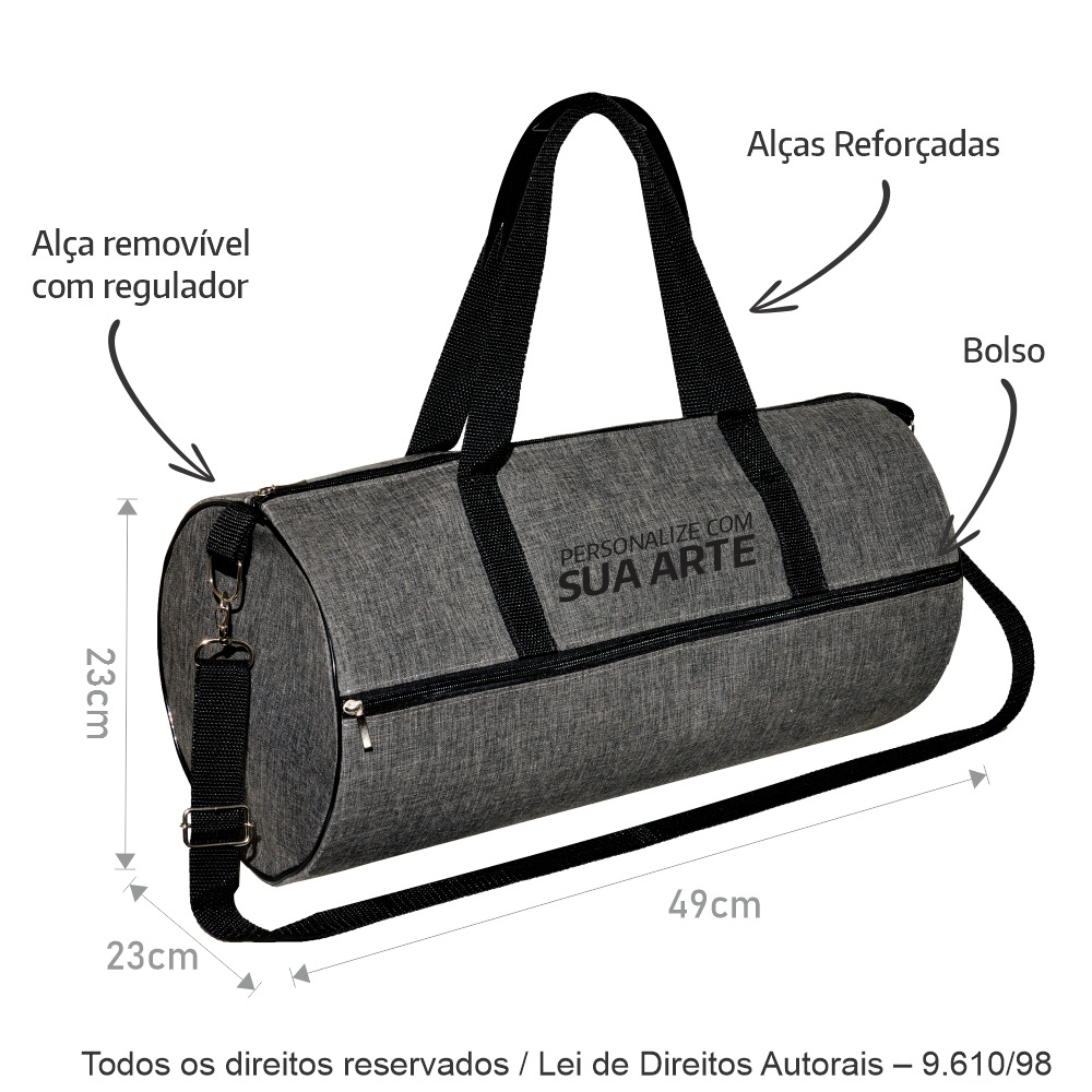 338M BOLSA DE VIAGEM EM TECIDO MESCLA 49X23X23CM CINZA ESCURO