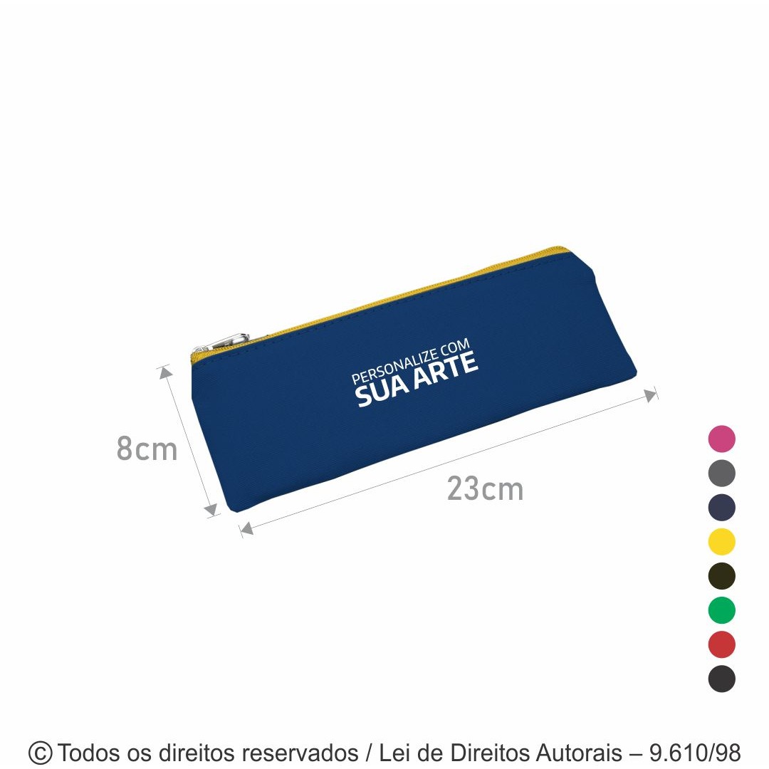 E6LC ESTOJO EM LONA 240G 23X8CM AZUL ROYAL COM AMARELO