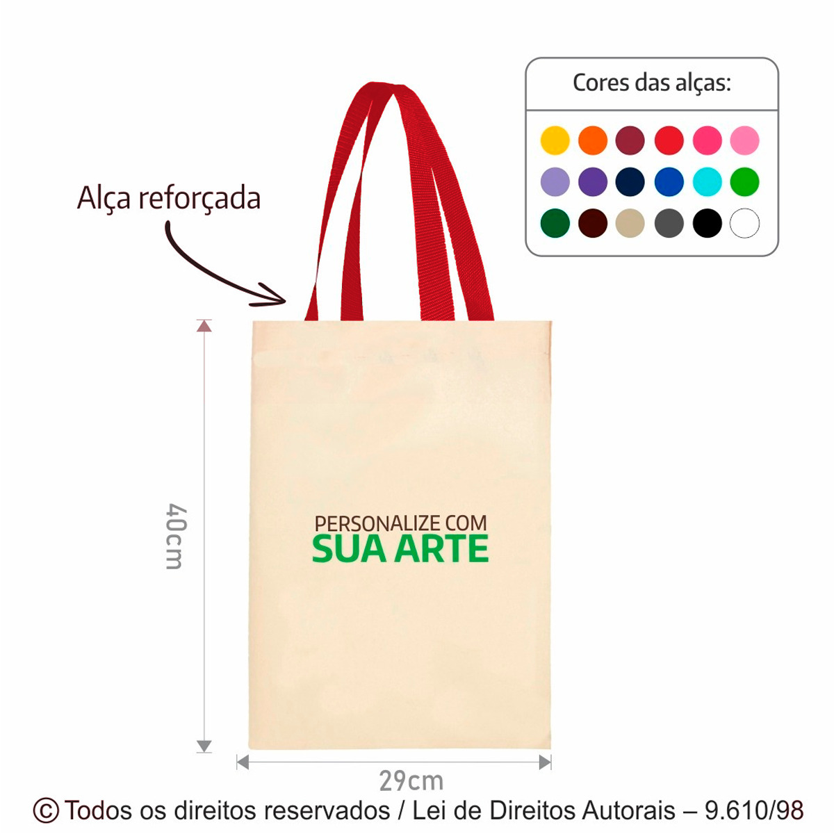 20AFC SACOLA DE ALGODAO 160G 29X40CM NATURAL COM VERMELHO