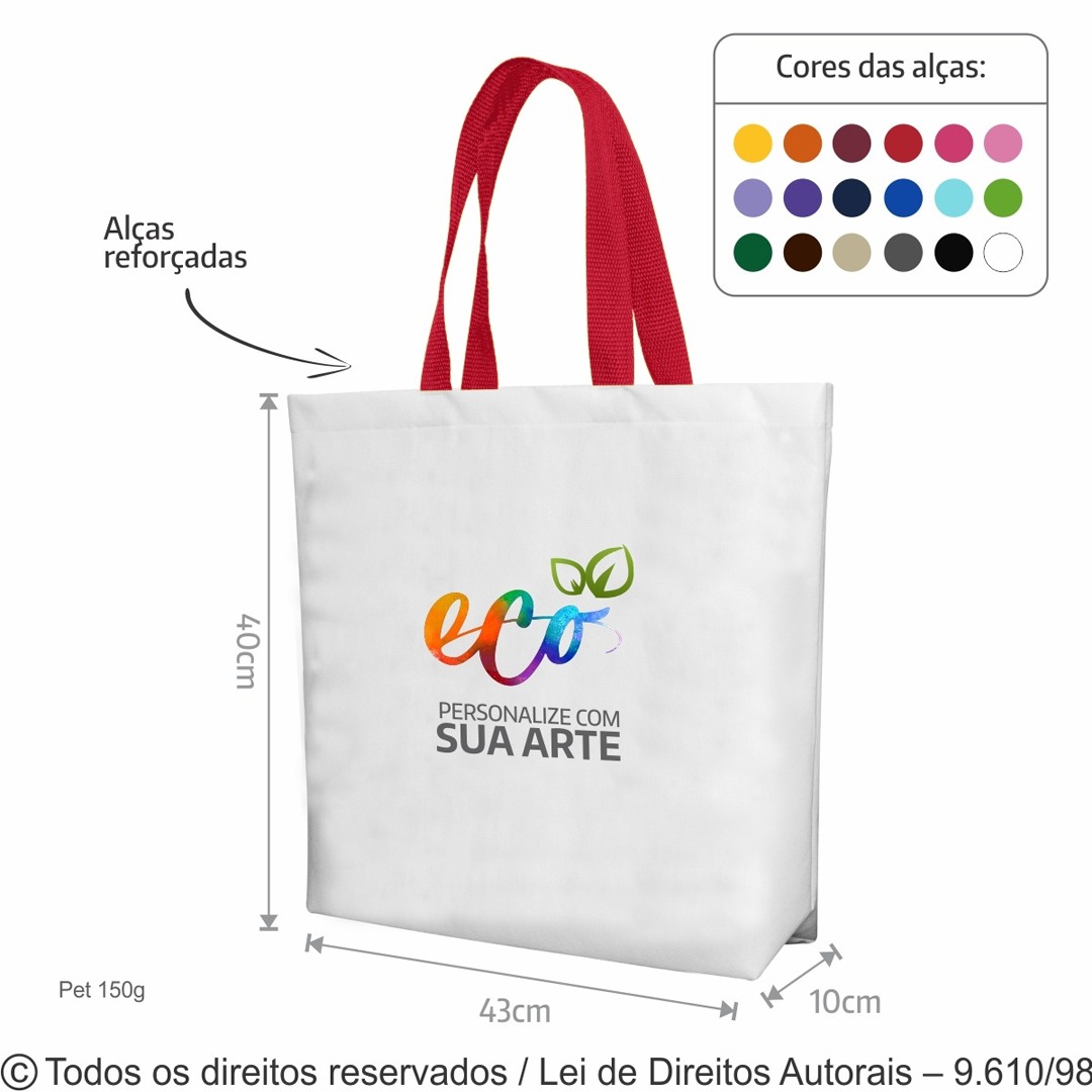 161PFC  SACOLA DE PET 150G  43X40X10CM BRANCO COM VERMELHO