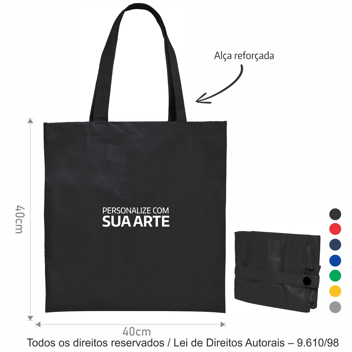 138T2 SACOLA DOBRAVEL TNT 60G 40X40CM PRETO