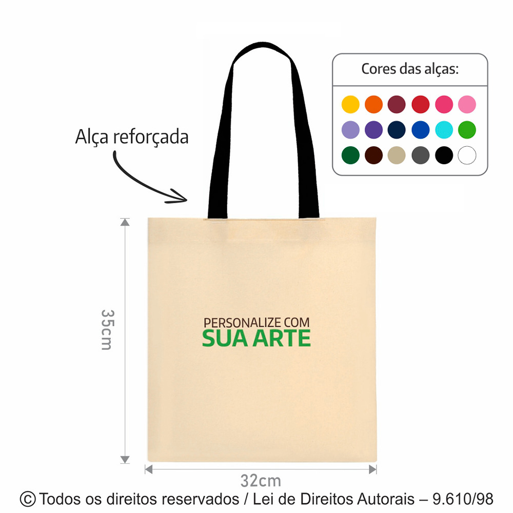 14AFC SACOLA DE ALGODAO 160G 32X35CM NATURAL COM PRETO