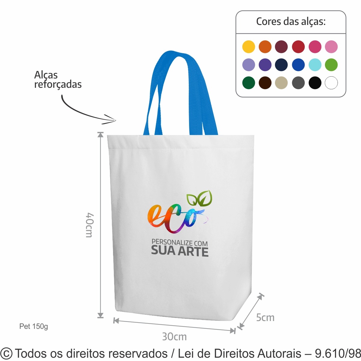 171PFC SACOLA DE PET 150G 30X40X5CM BRANCO COM AZUL ROYAL 007