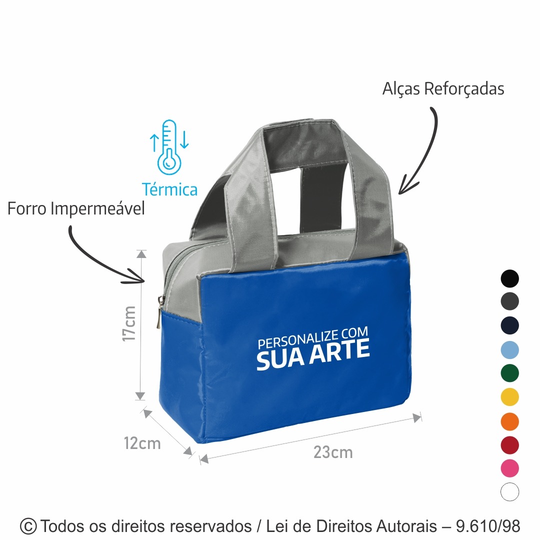 210N BOLSA TERMICA 4,6 LITROS EM NYLON 70 PVC 23X17X12CM ROYAL COM CINZA CLARO