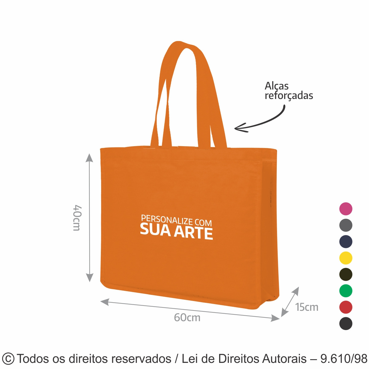 SM513 SACOLA DE LONA COLORIDA 60X40X15CM LARANJA