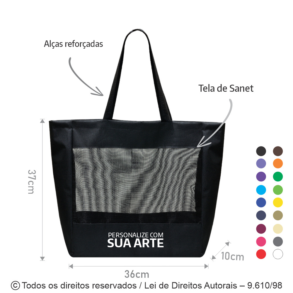 589SFC SACOLA PARA USO INTERNO DE TELA SANET 36X37X10CM PRETO