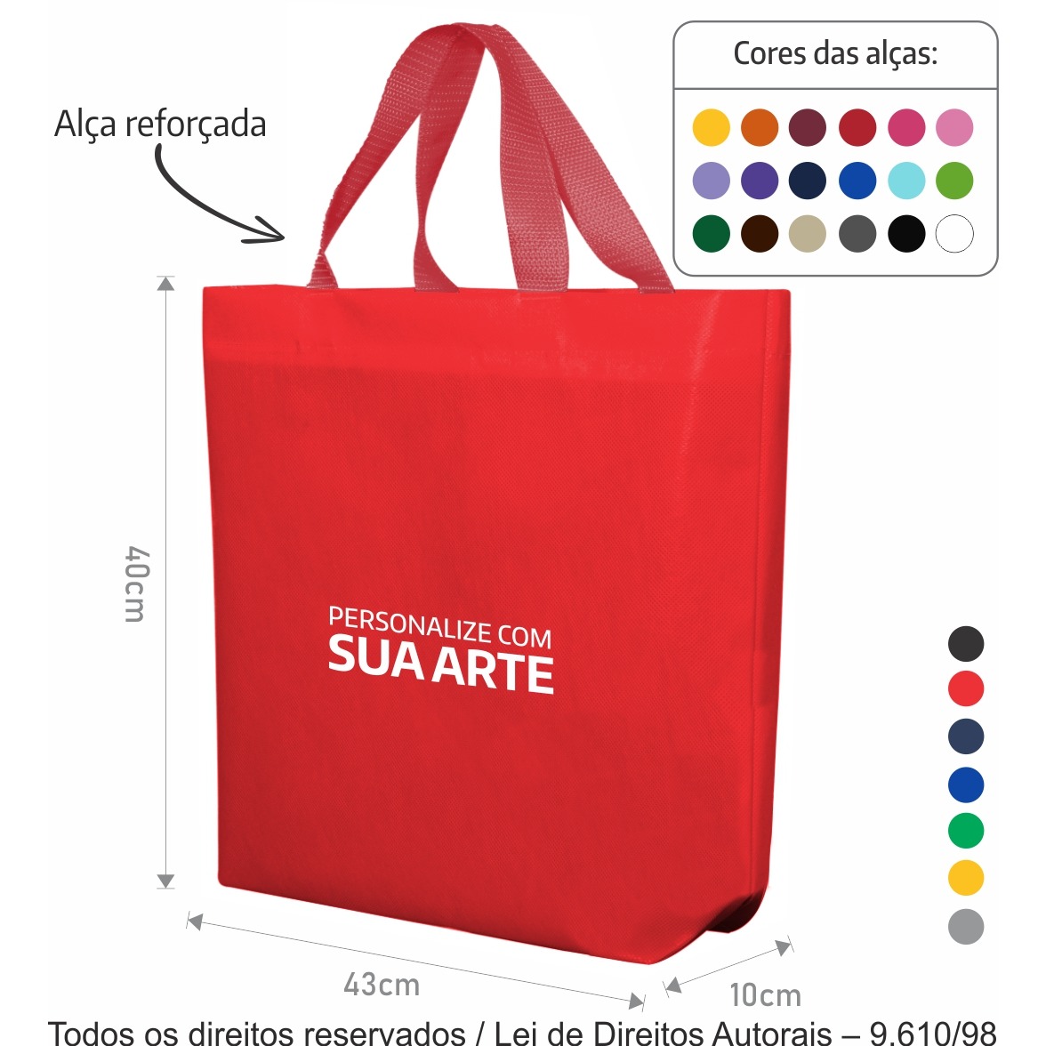 2T2 SACOLA DE TNT 60G 43X40X10CM VERMELHO