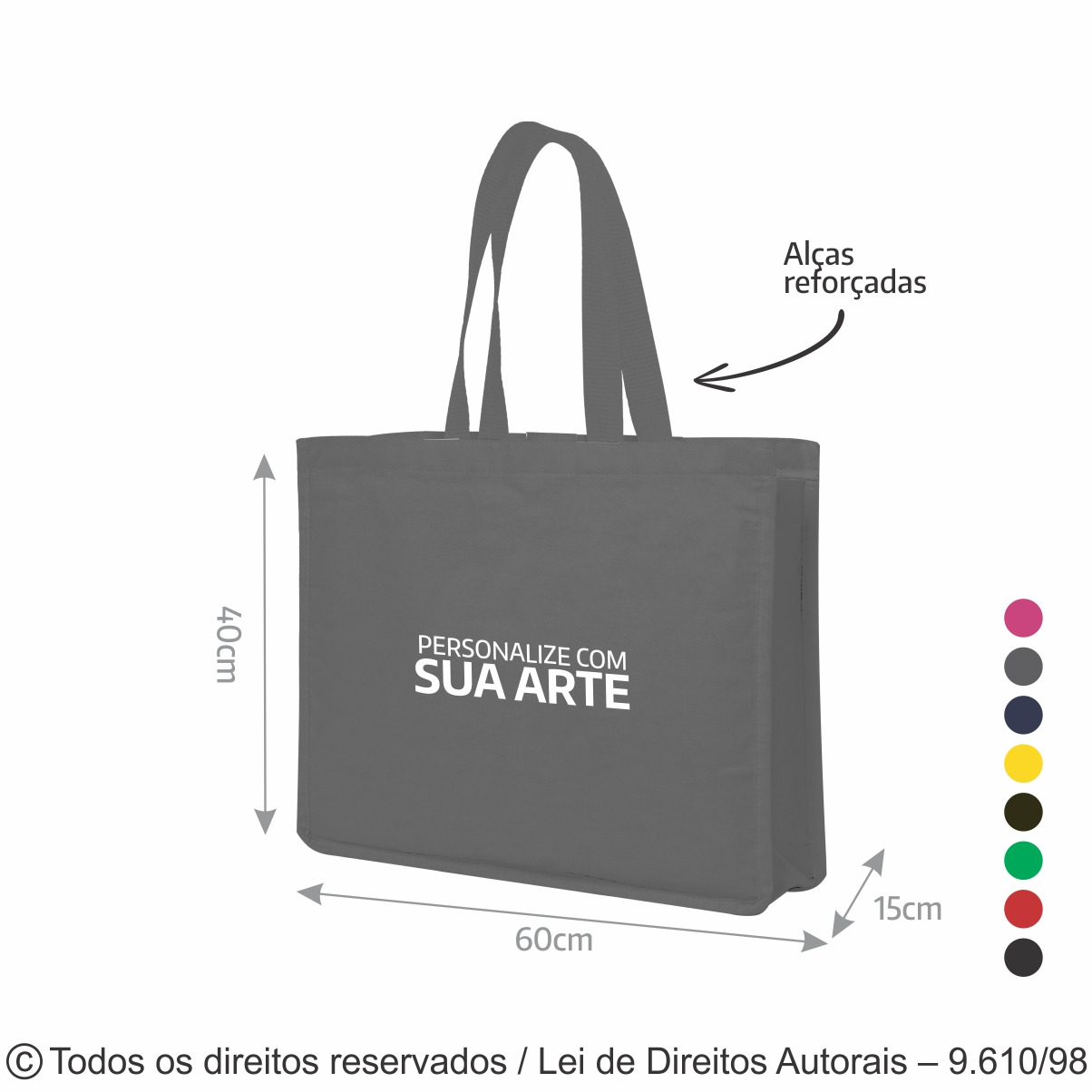 SM513 SACOLA DE LONA COLORIDA 60X40X15CM GRAFITE