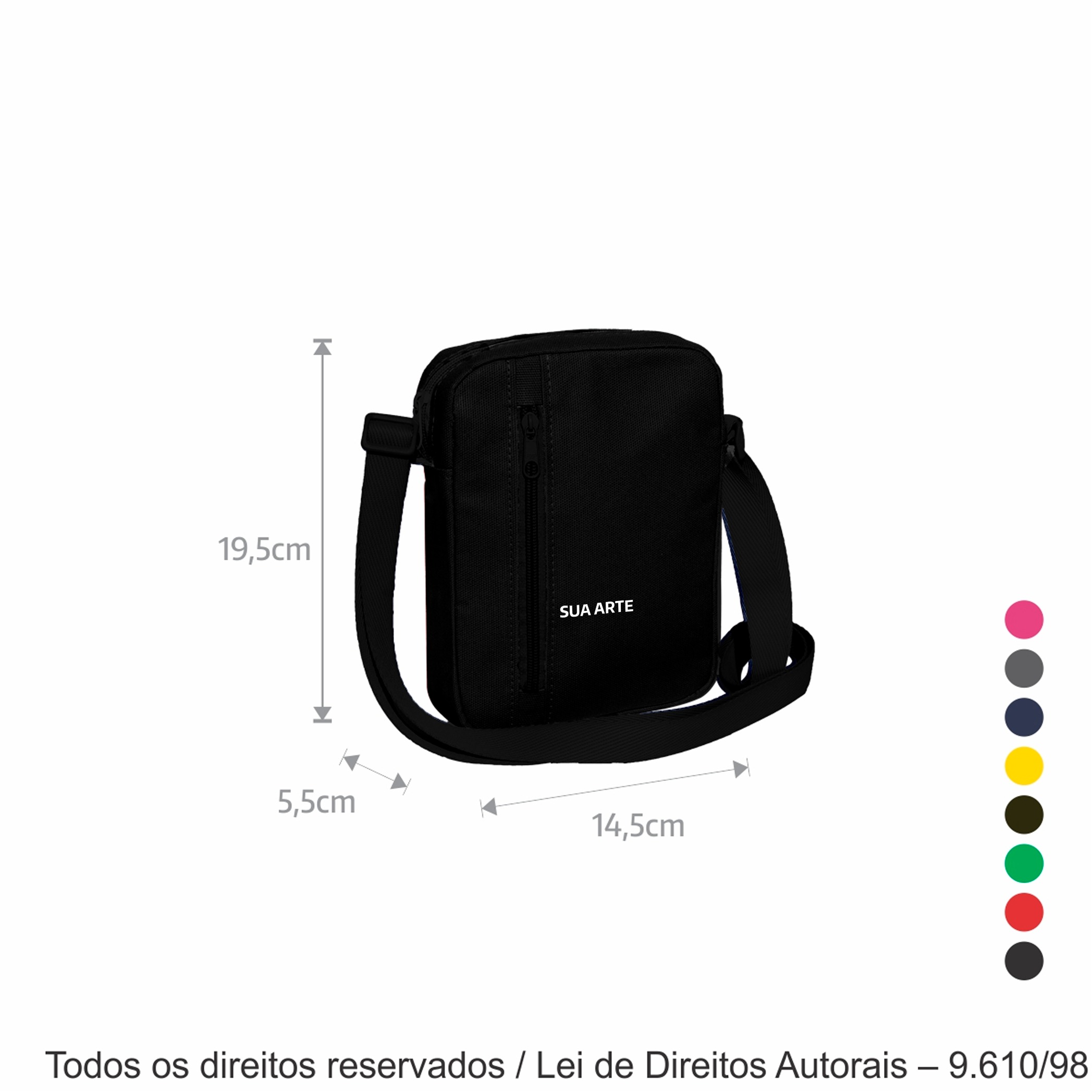 269LC SHOULDER BAG DE LONA COLORIDA 14,5X19,5X5,5CM PRETO