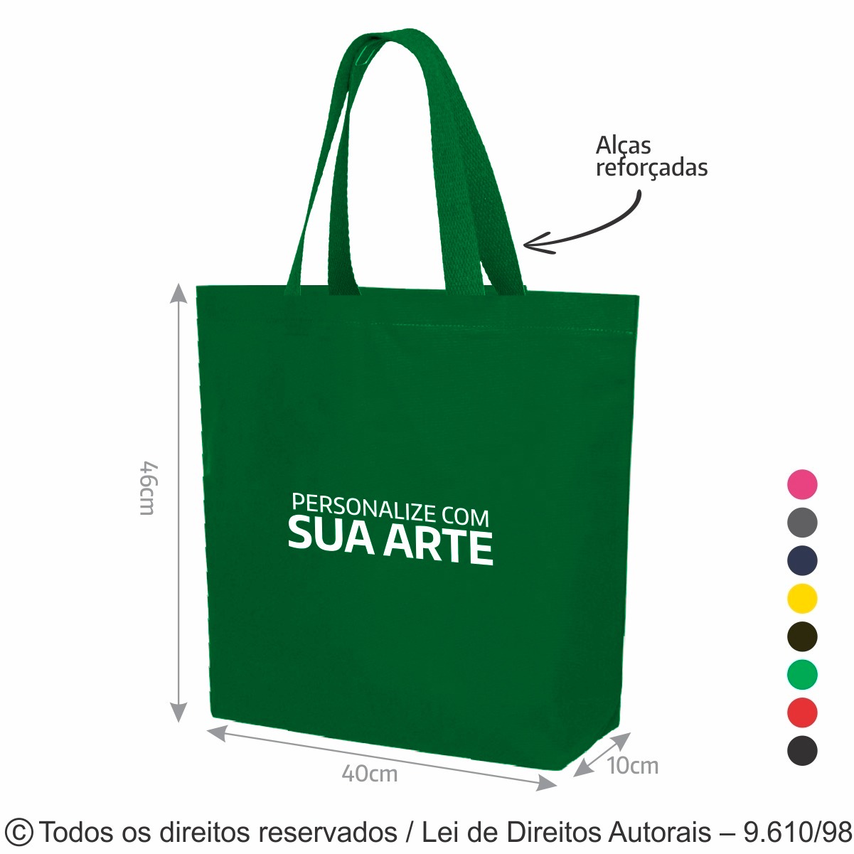 2LCFC SACOLA DE LONA COLORIDA 46X40X10CM VERDE BANDEIRA