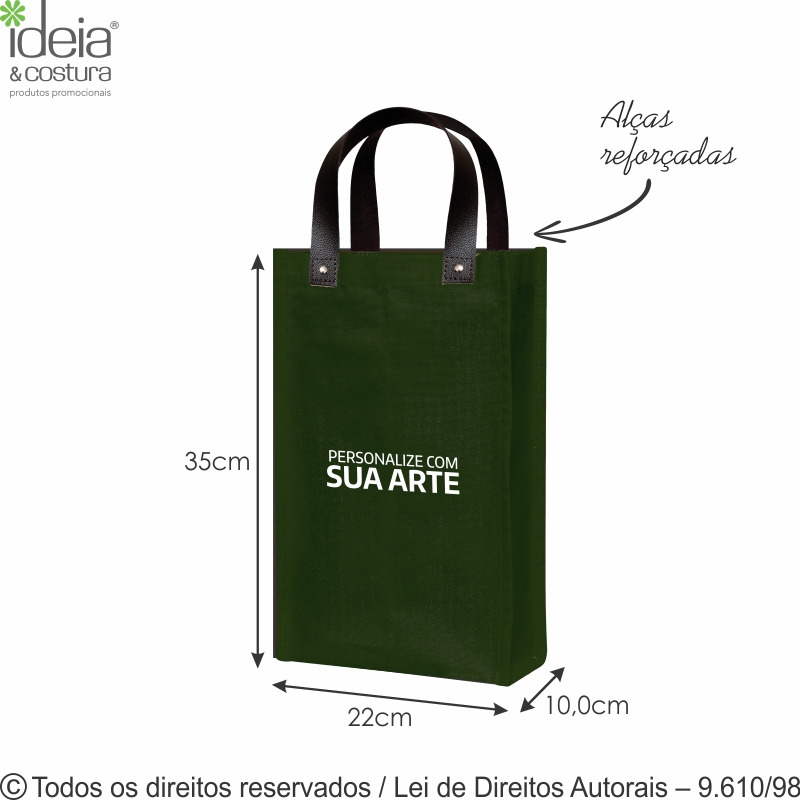 420LC PORTA VINHO 2 GARRAFAS LONA COLORIDA 240G 22X35X10CM VERDE MUSGO