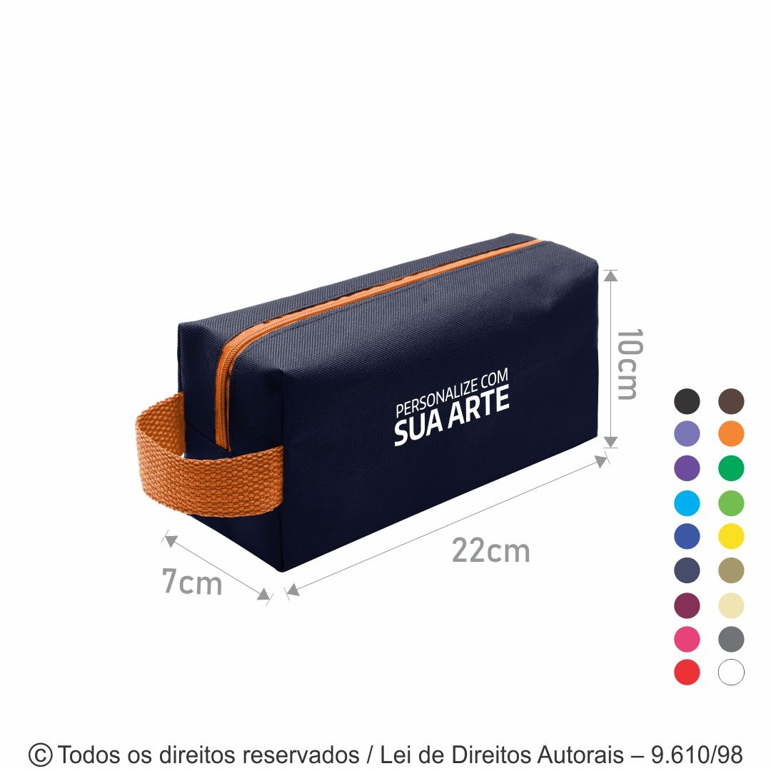 N6 NECESSAIRE DE NYLON 600G 22X10X7CM AZUL MARINHO COM LARANJA