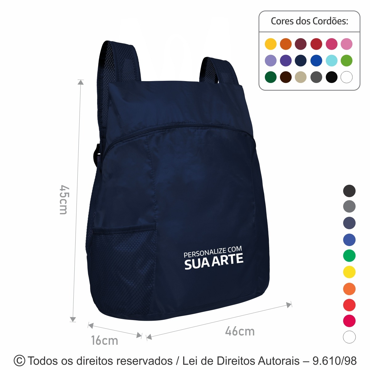 M17 MOCHILA DE NYLON 70 RESINADO 45X42x16CM AZUL MARINHO