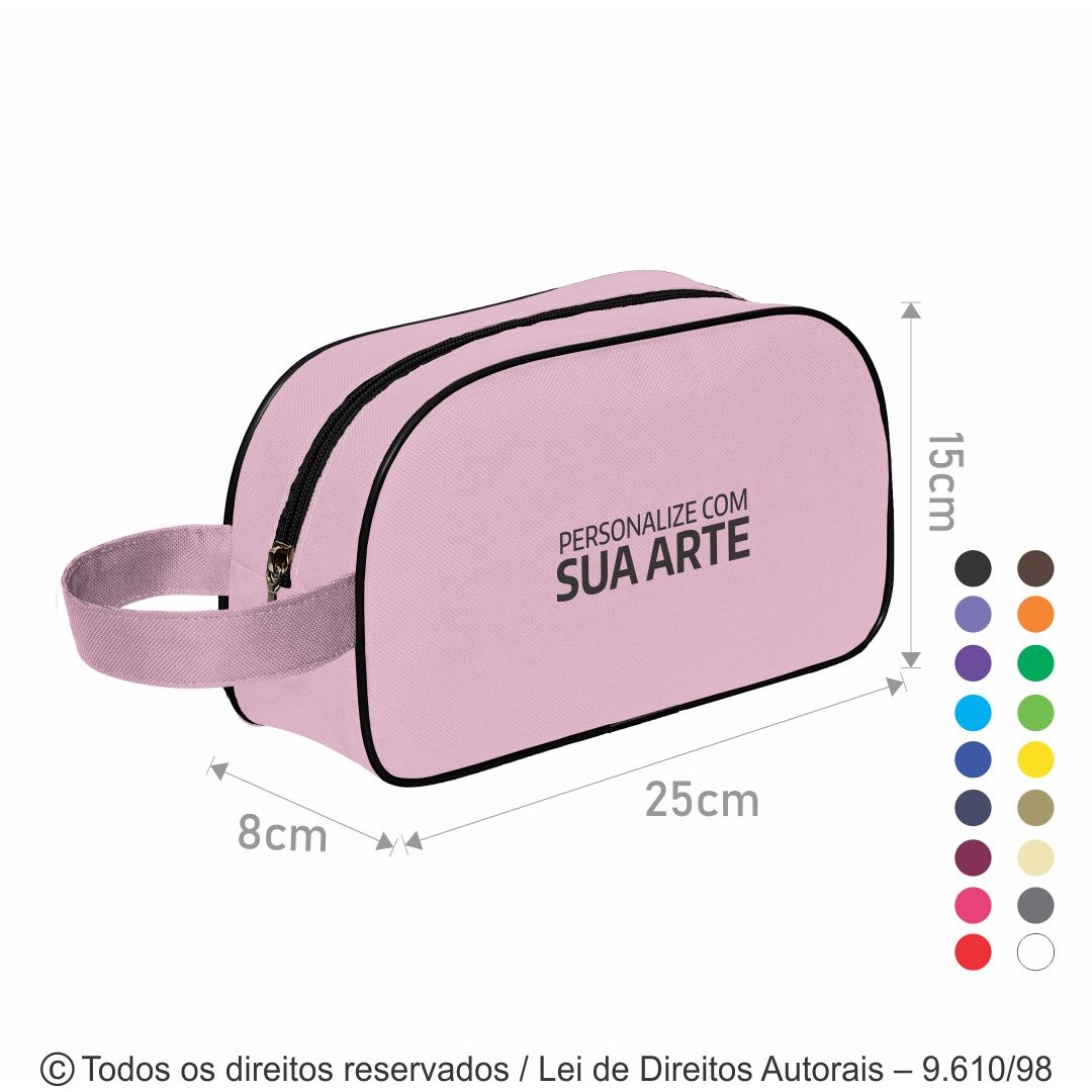 N17N NECESSAIRE DE NYLON 600G 25X15X8CM ROSA BEBE COM PRETO