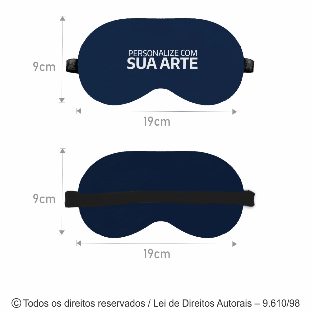 196M MASCARA DE DORMIR MICROFIBRA  22X10CM AZUL MARINHO COM PRETO