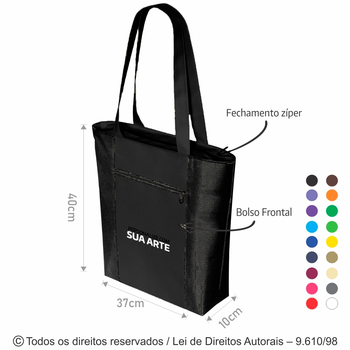 72N SACOLA  DE NYLON 600G 37X40X10CM PRETO