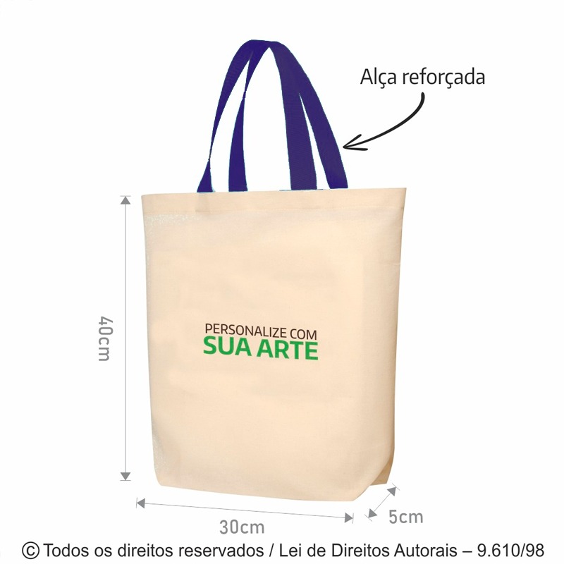 171AFC SACOLA DE ALGODAO 160G 30X40x5CM NATURAL COM ROXO