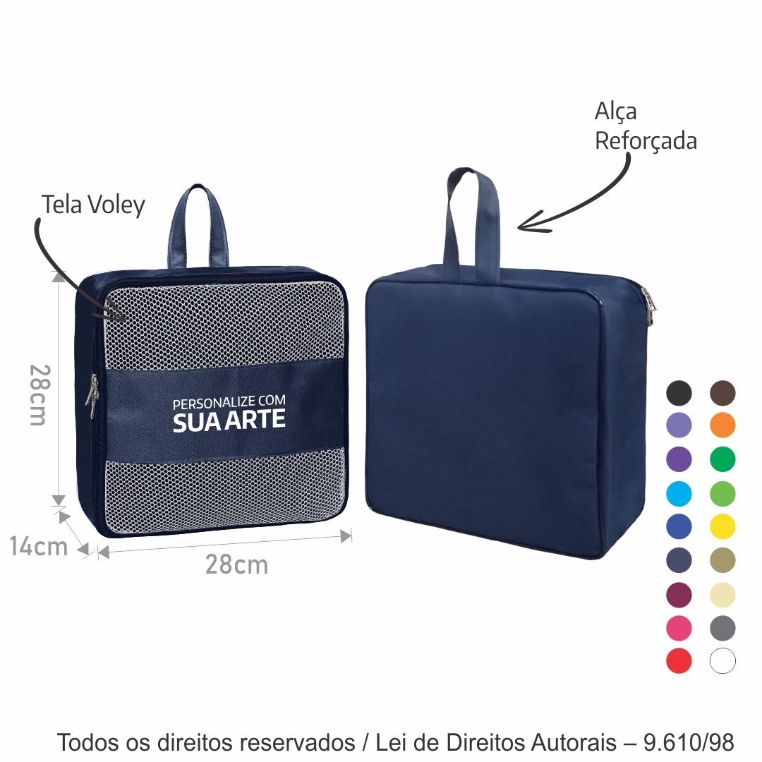 512N ORGANIZADOR DE NYLON 600G 28X28X14CM AZUL MARINHO COM BRANCO