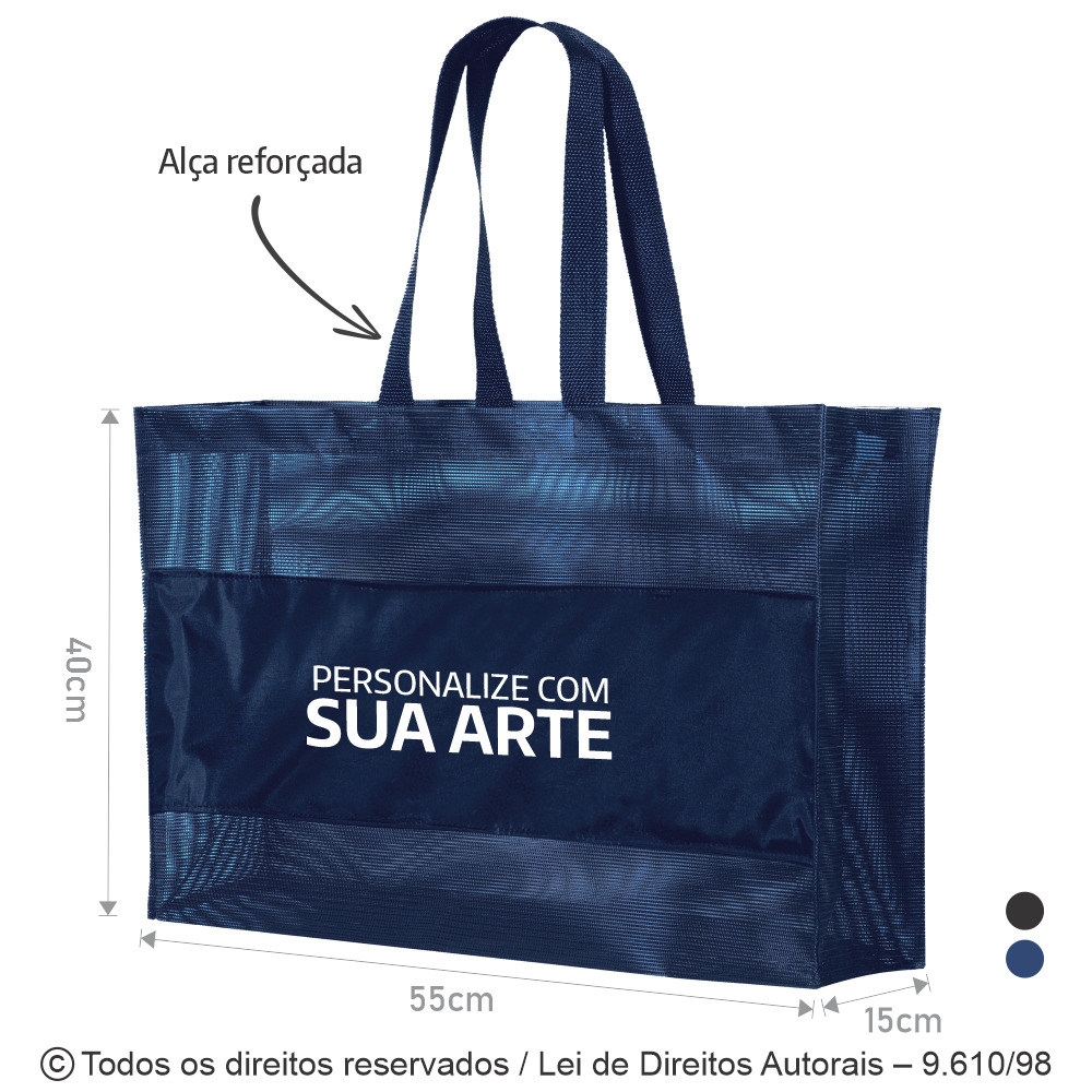 SM582 SACOLA DE TELA PARA USO INTERNO 55X40X15CM AZUL MARINHO