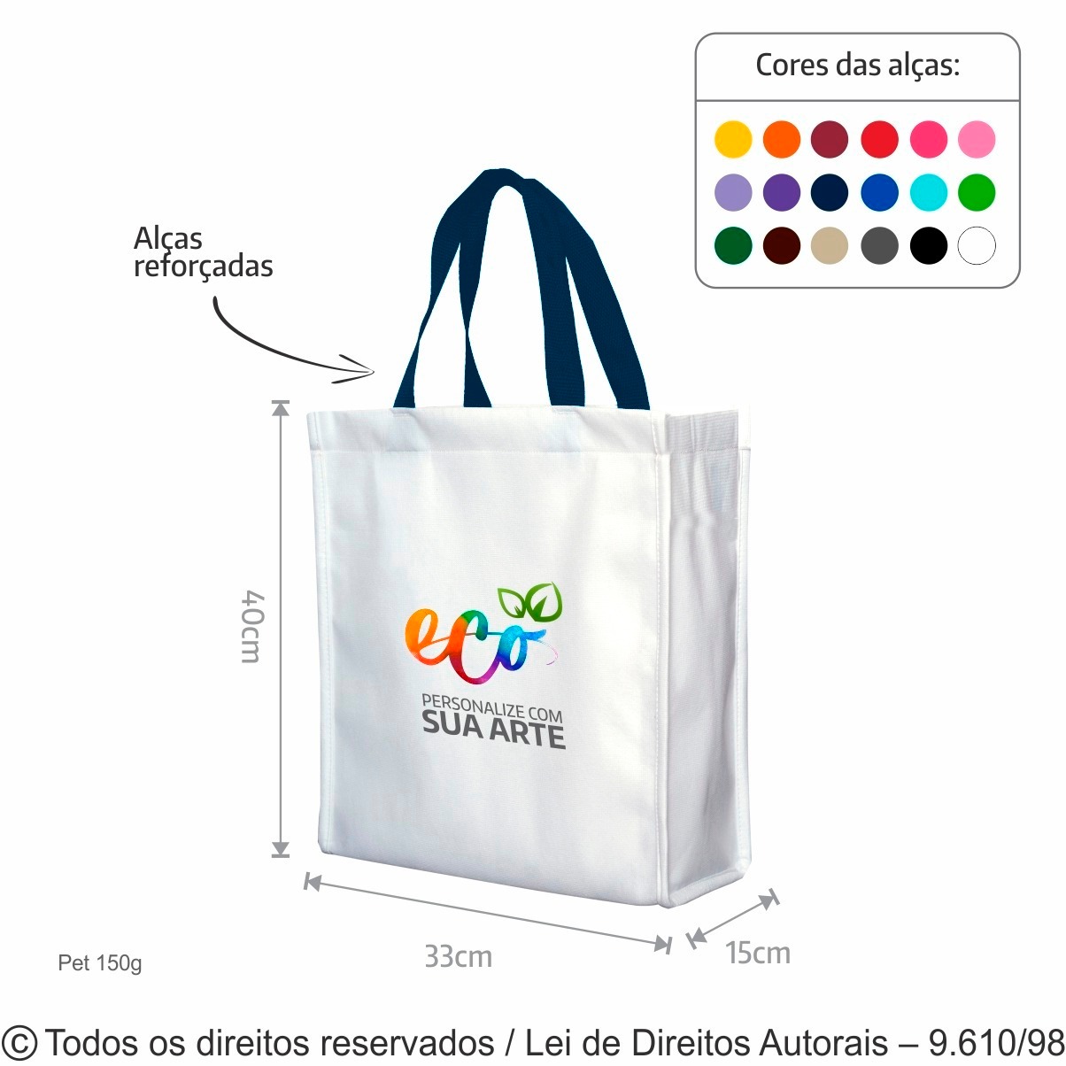 113PFC SACOLA DE PET 150G 33X40X15CM AZUL MARINHO