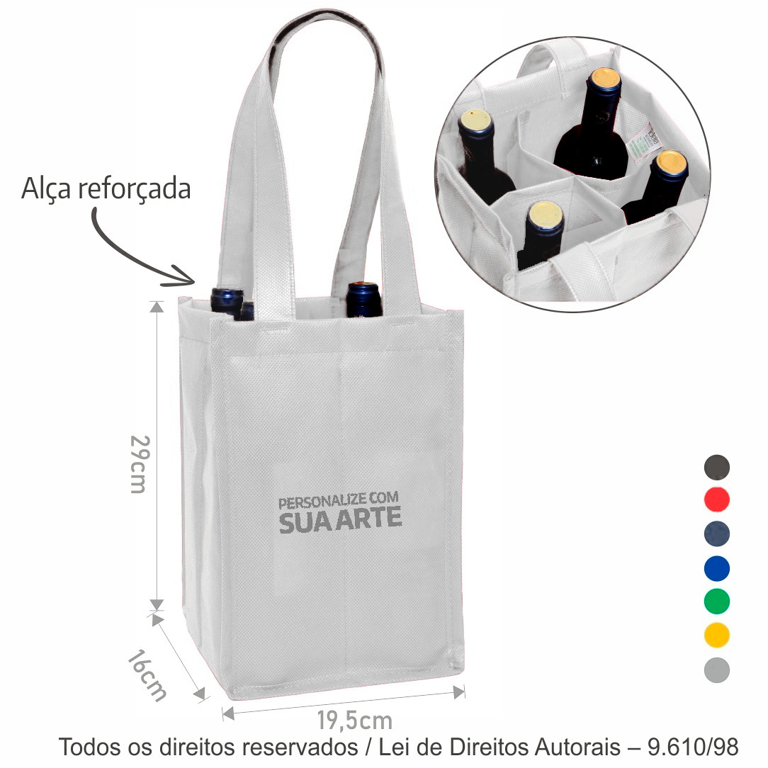 440T PORTA VINHO 4 GARRAFAS TNT 80G 19,5X29X16CM BRANCO