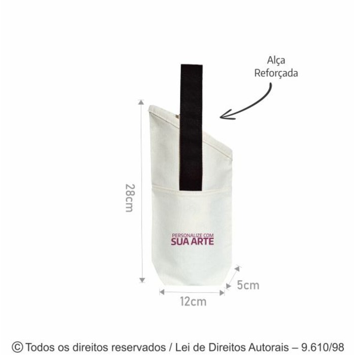 SM511 PORTA VINHO DE LONA 240G 12X30X5CM NATURAL COM PRETO