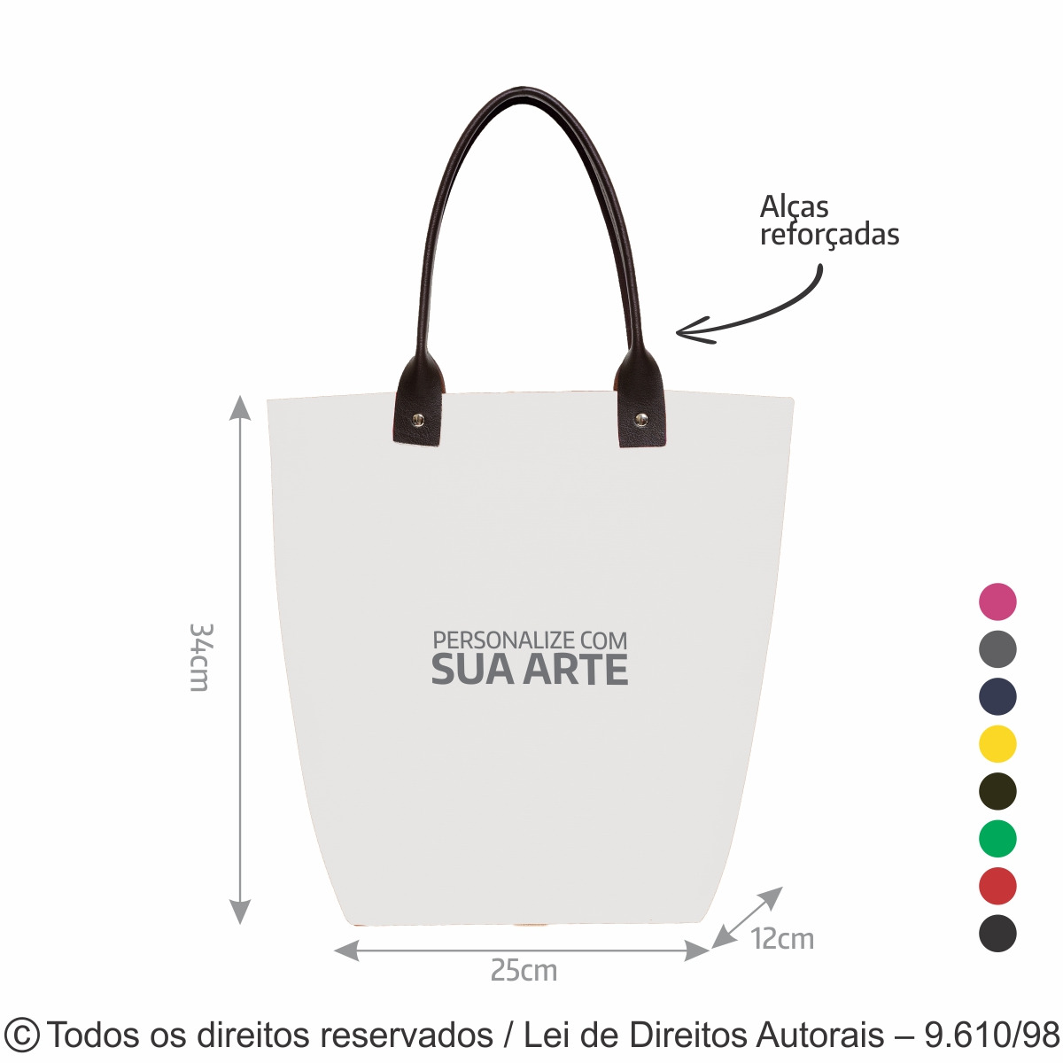 188LCB SACOLA DE LONA COLORIDA ALCA DE CORINO 35X34X12CM BRANCO