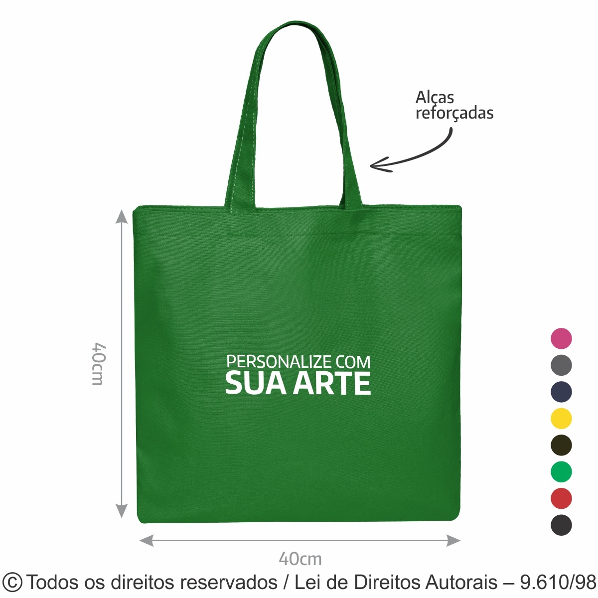 5LC SACOLA DE LONA COLORIDA 40X40CM VERDE BANDEIRA