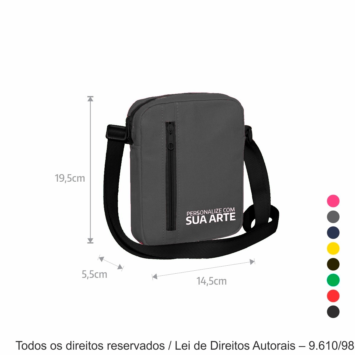 269LC SHOULDER BAG DE LONA COLORIDA 14,5X19,5X5,5CM CINZA ESCURO E PRETO