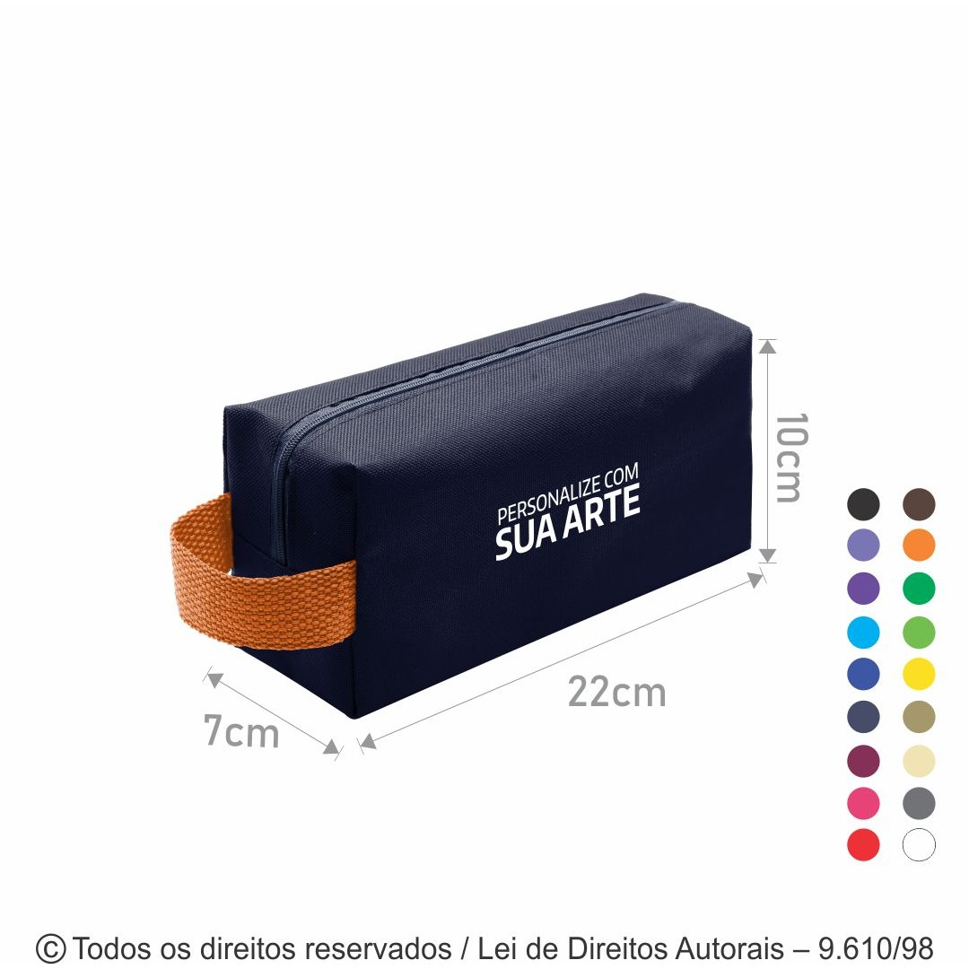 N6 NECESSAIRE DE NYLON 600G 22X10X7CM AZUL MARINHO COM LARANJA E AZUL MARINHO