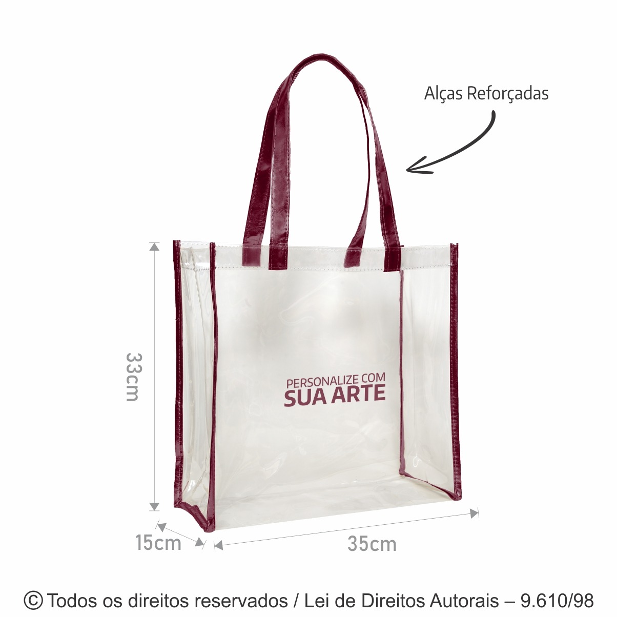 304PVC SACOLA DE PVC 020 35X33X15CM CRISTAL COM VINHO