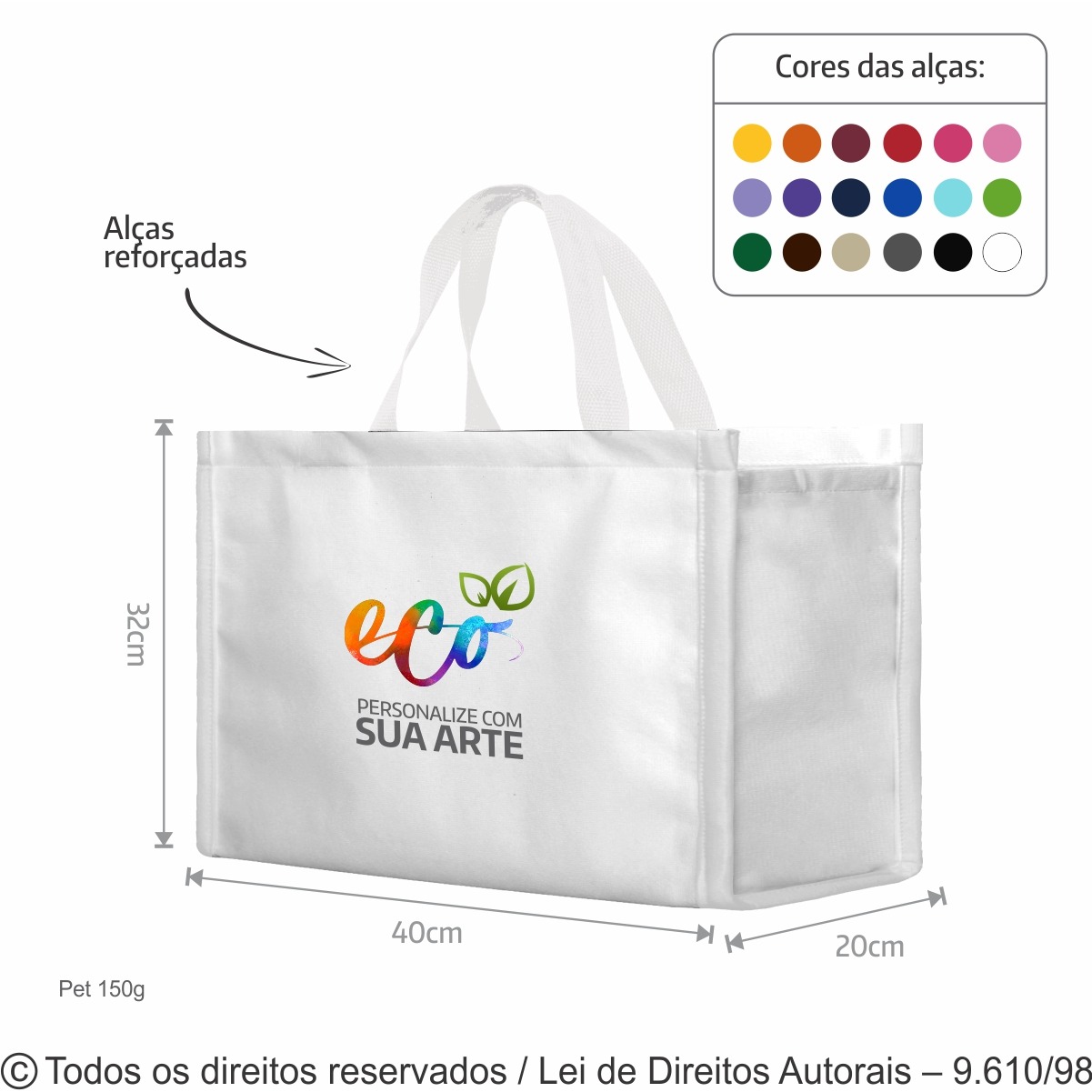 12PFC SACOLA  DE PET 150G  40X32X20CM BRANCO