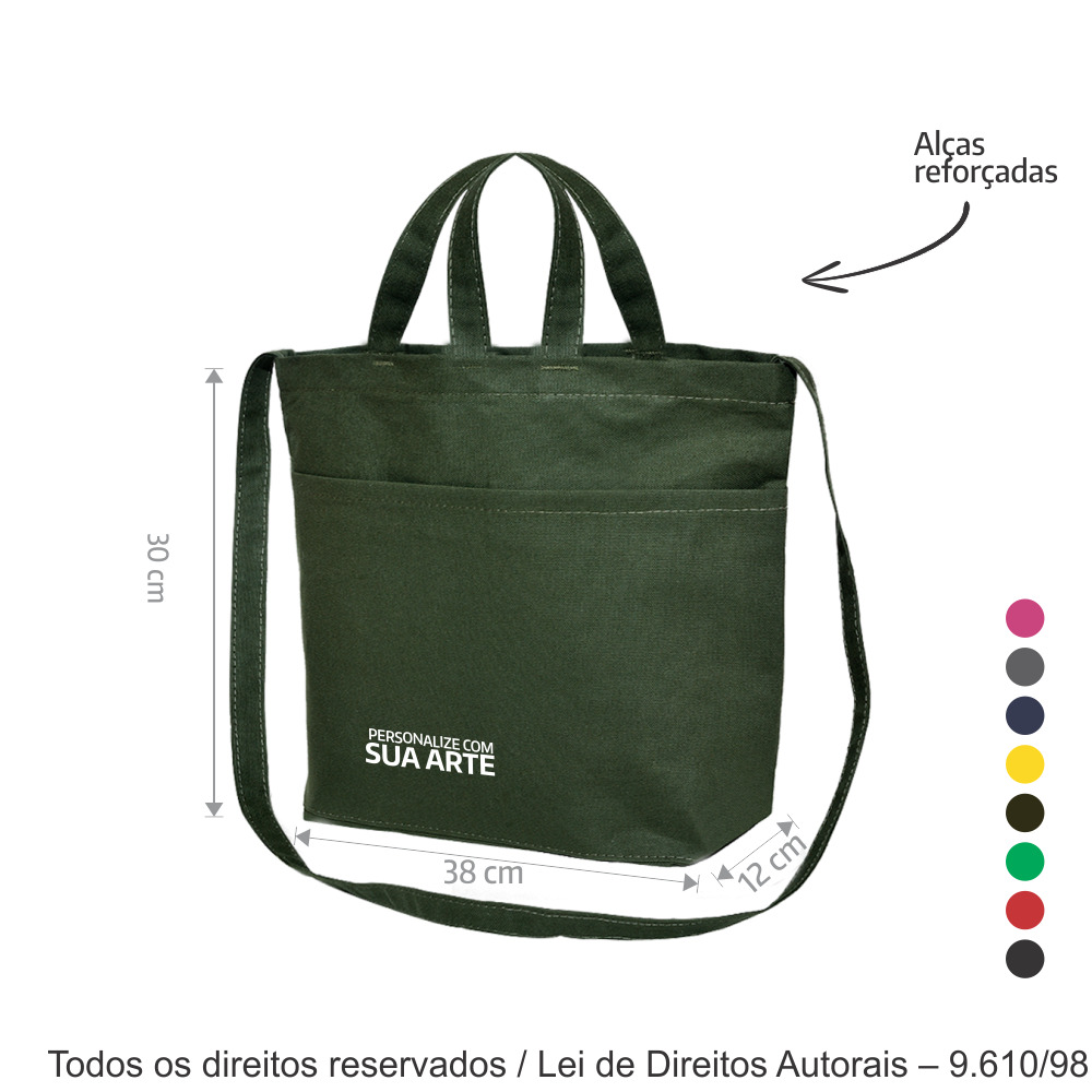 SM566 SACOLA DE LONA COLORIDA 37X30X12CM VERDE MUSGO
