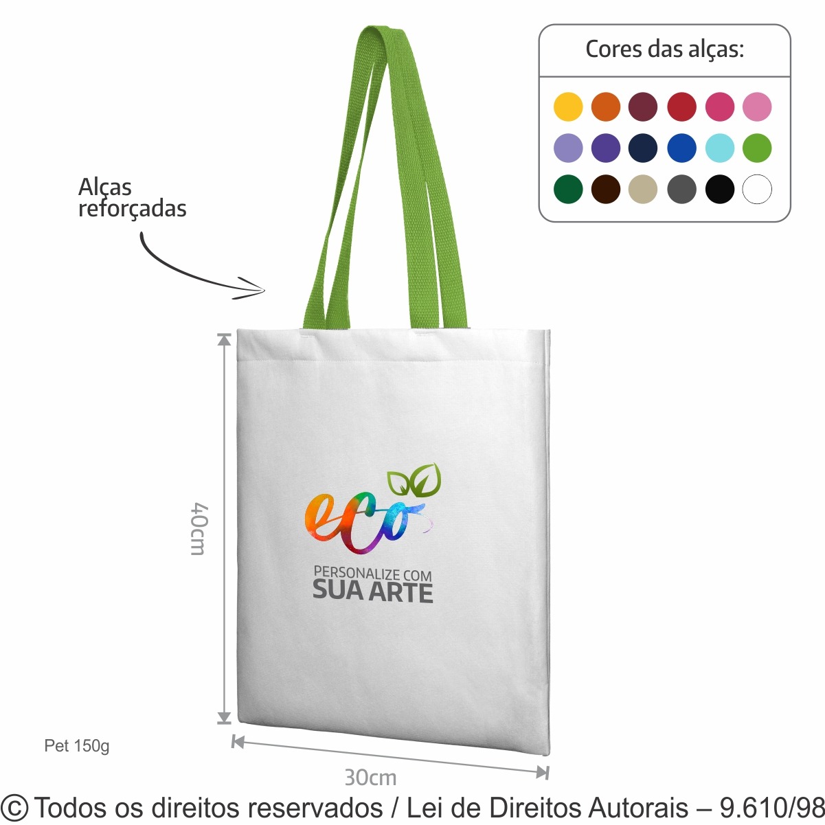 20PFC SACOLA DE PET 150G 32X40CM BRANCO VERDE ALFACE