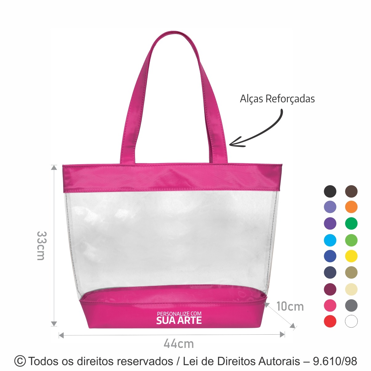 181NPVC SACOLA DE PVC 44X33X10CM PVC COM PINK